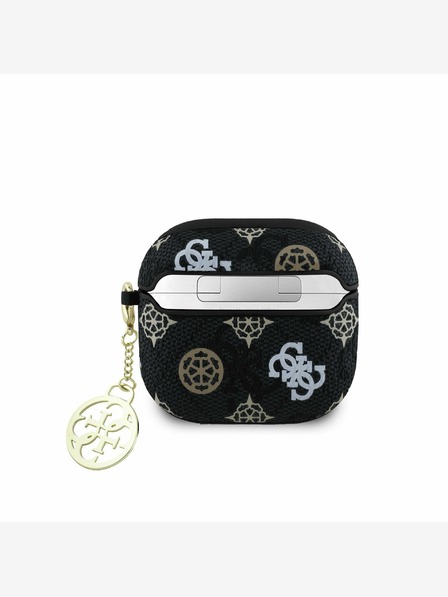 Guess PU 4G Pfingstrose Charm Hülle für AirPods 4 Schwarz Hülle