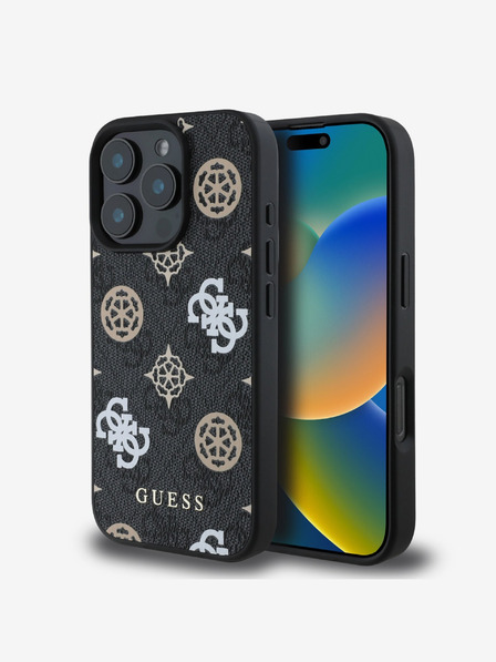 Guess Guess PU 4G Pfingstrose MagSafe Schutzhülle für iPhone 16 Pro Max Schwarz