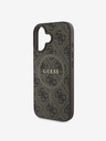 Guess Guess PU Leder 4G Farbiger Ring MagSafe Back Cover für iPhone 16 Braun