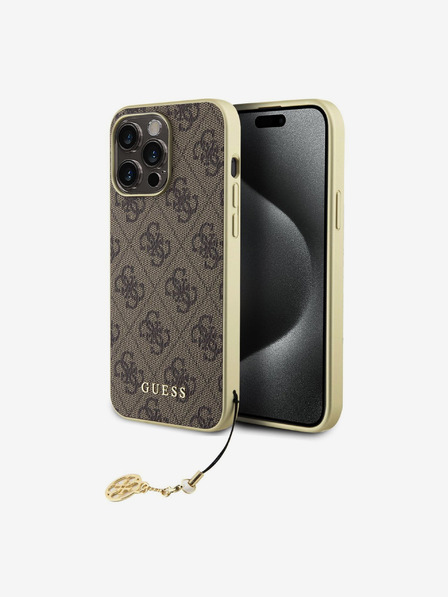 Guess Guess 4G Charm Schutzhülle für iPhone 15 Pro Max Braun