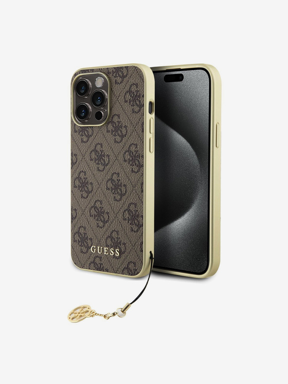 Guess Guess 4G Charm Schutzhülle für iPhone 15 Pro Max Braun
