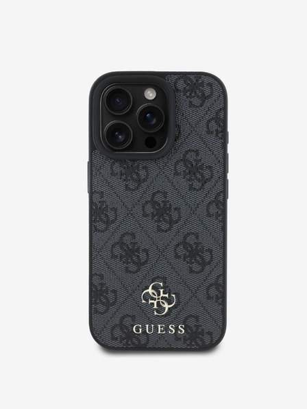 Guess Guess PU 4G Small Metal Logo MagSafe Schutzhülle für iPhone 16 Pro Grau