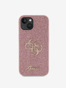 Guess PU Fester Glitzer 4G Metal Logo Rückseite Hülle für iPhone 13 Pink Handyhülle