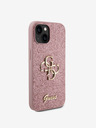 Guess PU Fester Glitzer 4G Metal Logo Rückseite Hülle für iPhone 13 Pink Handyhülle