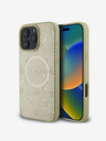 Guess Guess Saffiano Pfingstrose Stempel MagSafe Back Cover für iPhone 16 Pro Gold