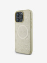 Guess Guess Saffiano Pfingstrose Stempel MagSafe Back Cover für iPhone 16 Pro Gold