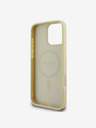 Guess Guess Saffiano Pfingstrose Stempel MagSafe Back Cover für iPhone 16 Pro Gold