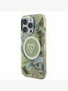 Guess Guess IML Glitter Magnolia and Triangle Logo MagSafe Back Cover für iPhone 16 Pro Grün