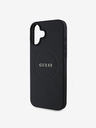 Guess Guess PU genarbtes klassisches Logo MagSafe Back Cover für iPhone 16 Schwarz