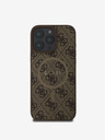 Guess Guess PU Leder 4G Farbiger Ring MagSafe Back Cover für iPhone 16 Pro Max Braun