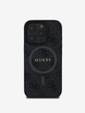 Guess PU Leder 4G Farbiger Ring MagSafe Rückseite Hülle für iPhone 16 Pro Max Schwarz Handyhülle