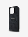 Guess PU Leder 4G Farbiger Ring MagSafe Rückseite Hülle für iPhone 16 Pro Max Schwarz Handyhülle