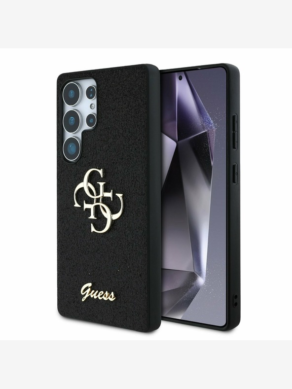 Guess Guess PU Fixed Glitter 4G Metall Logo Back Cover für Samsung Galaxy S25 Ultra Schwarz