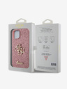 Guess PU Fester Glitzer 4G Metal Logo Rückseite Hülle für iPhone 15 Pink Handyhülle