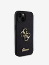 Guess Guess PU Fixed Glitter 4G Metall Logo Back Cover für iPhone 13 Schwarz