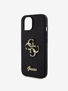 Guess Guess PU Fixed Glitter 4G Metall Logo Back Cover für iPhone 13 Schwarz