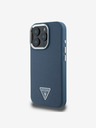 Guess Guess PU Grained Triangle Logo Back Cover für iPhone 16 Pro Blau