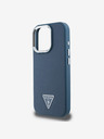 Guess Guess PU Grained Triangle Logo Back Cover für iPhone 16 Pro Blau