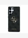 Guess PU 4G Metal Logo Rückseite Hülle für Samsung Galaxy S25 Ultra Grau Handyhülle