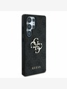 Guess PU 4G Metal Logo Rückseite Hülle für Samsung Galaxy S25 Ultra Grau Handyhülle