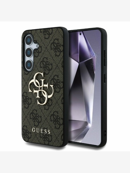 Guess Guess PU 4G Metall-Logo-Rückseite für Samsung Galaxy S25 Braun