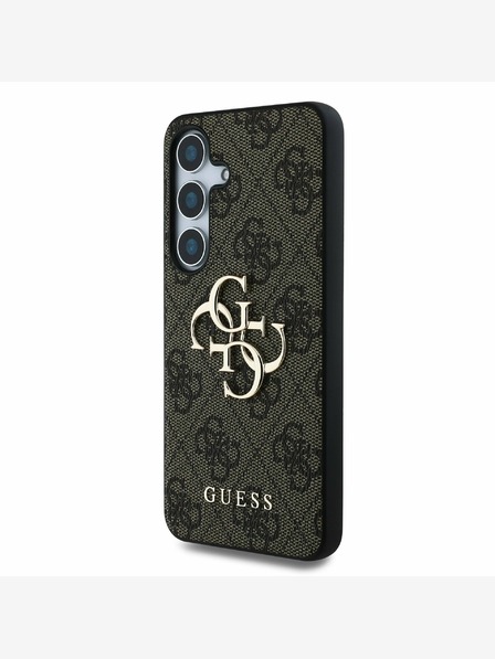 Guess Guess PU 4G Metall-Logo-Rückseite für Samsung Galaxy S25 Braun