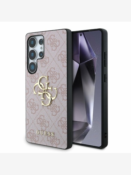 Guess Guess PU 4G Metall Logo Rückseite für Samsung Galaxy S25 Ultra Pink