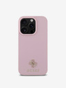 Guess Guess PU genarbtes 4G MagSafe Back Cover mit kleinem Metall-Logo für iPhone 16 Pro Pink
