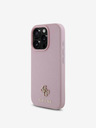 Guess Guess PU genarbtes 4G MagSafe Back Cover mit kleinem Metall-Logo für iPhone 16 Pro Pink