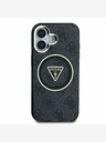 Guess Guess IML 4G Glitter and Triangle Logo MagSafe Back Cover für iPhone 16 Schwarz