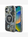 Guess Guess IML Glitter Magnolia und Triangle Logo MagSafe Back Cover für iPhone 16 Schwarz