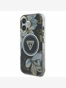 Guess Guess IML Glitter Magnolia und Triangle Logo MagSafe Back Cover für iPhone 16 Schwarz
