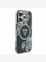 Guess Guess IML Glitter Magnolia und Triangle Logo MagSafe Back Cover für iPhone 16 Schwarz