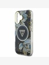 Guess Guess IML Glitter Magnolia und Triangle Logo MagSafe Back Cover für iPhone 16 Schwarz