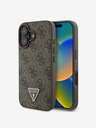 Guess Guess PU 4G Strass Triangle Metal Logo Back Cover für iPhone 16 Braun