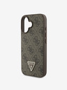 Guess Guess PU 4G Strass Triangle Metal Logo Back Cover für iPhone 16 Braun
