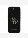 Guess Guess PU genarbtes 4G Metall-Logo Backcover für iPhone 15 Pro Schwarz