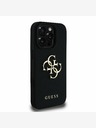 Guess Guess PU genarbtes 4G Metall-Logo Backcover für iPhone 15 Pro Schwarz