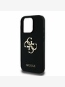 Guess Guess PU genarbtes 4G Metall-Logo Backcover für iPhone 15 Pro Schwarz