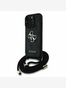 Guess Guess PU PU 4G Metal Logo Crossbody Strap Back Cover für iPhone 15 Pro Schwarz