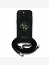 Guess Guess PU PU 4G Metal Logo Crossbody Strap Back Cover für iPhone 15 Pro Schwarz