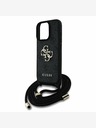 Guess Guess PU PU 4G Metal Logo Crossbody Strap Back Cover für iPhone 15 Pro Schwarz