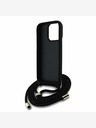 Guess Guess PU PU 4G Metal Logo Crossbody Strap Back Cover für iPhone 15 Pro Schwarz