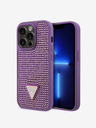 Guess Guess Strasssteinchen Dreieck Metall Logo Hülle für iPhone 15 Pro Max Lila