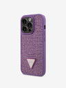 Guess Guess Strasssteinchen Dreieck Metall Logo Hülle für iPhone 15 Pro Max Lila