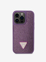 Guess Guess Strasssteinchen Dreieck Metall Logo Hülle für iPhone 15 Pro Max Lila