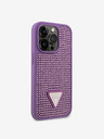 Guess Guess Strasssteinchen Dreieck Metall Logo Hülle für iPhone 15 Pro Max Lila