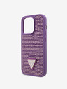 Guess Guess Strasssteinchen Dreieck Metall Logo Hülle für iPhone 15 Pro Max Lila