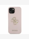 Guess Guess PU genarbte 4G Metall-Logo-Hülle für iPhone 15 Pink