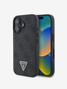 Guess Guess PU 4G Strass Dreieck Metall Logo Rückseite für iPhone 16 Schwarz